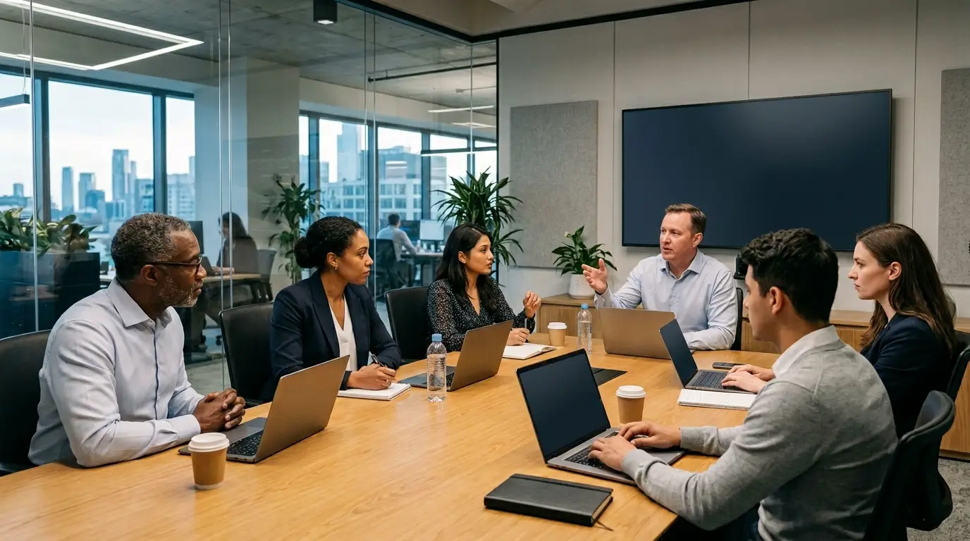 A Nova Camada de Autoridade Técnica Para Operações Digitais Recorrentes Equipe técnica gerenciando crescimento de operações digitais recorrentes
